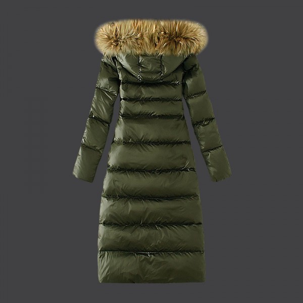 Moncler Donna lungo Giù cappotto Army verde Outlet M1108